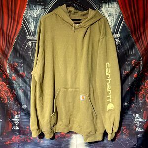 Carhartt Hoodie Men's 3XLT Green Cotton Loose Activewear Graphic Print Outdoor